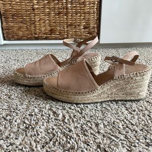 Beige/Pink snakeskin wedge heels